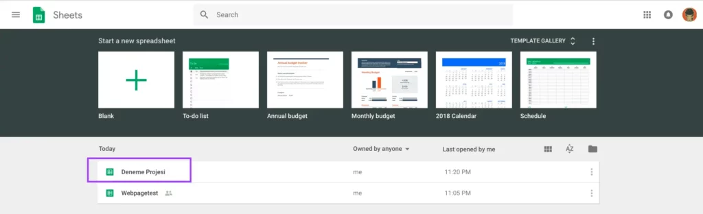 open an empty spreadsheet