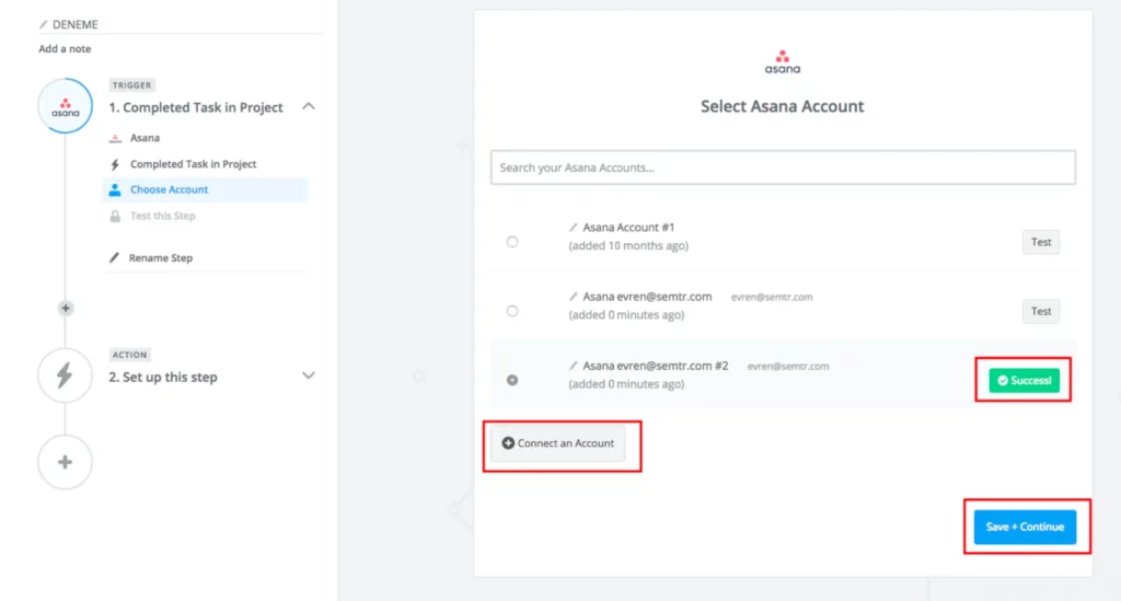 connect asana account on zapier