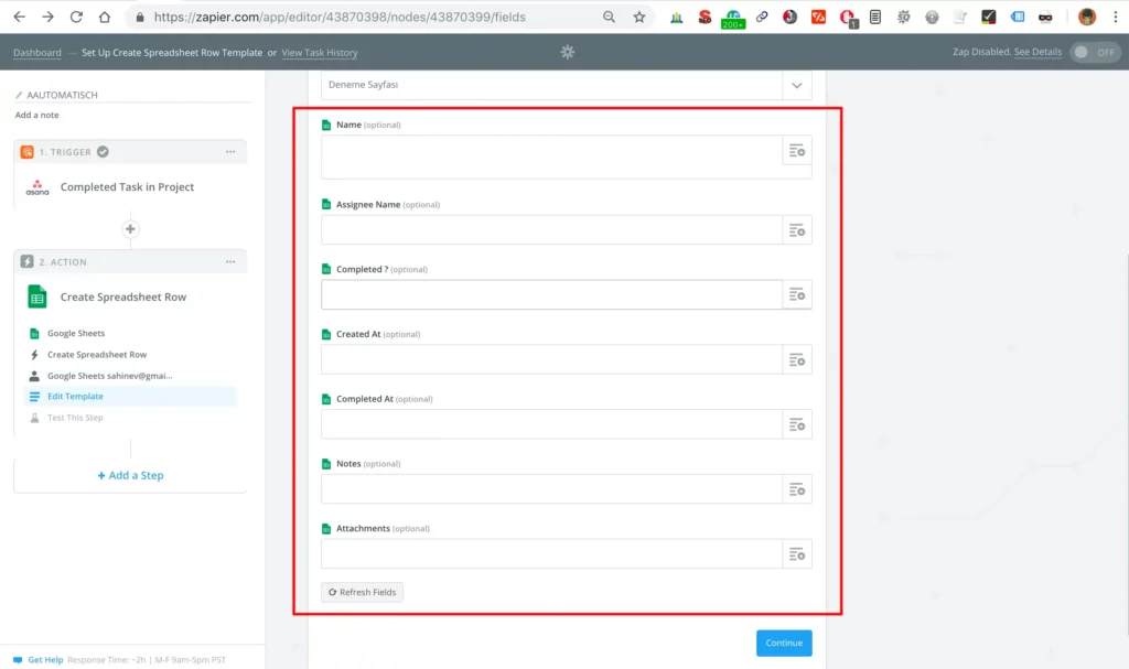 match the data labels created earlier steps on zapier