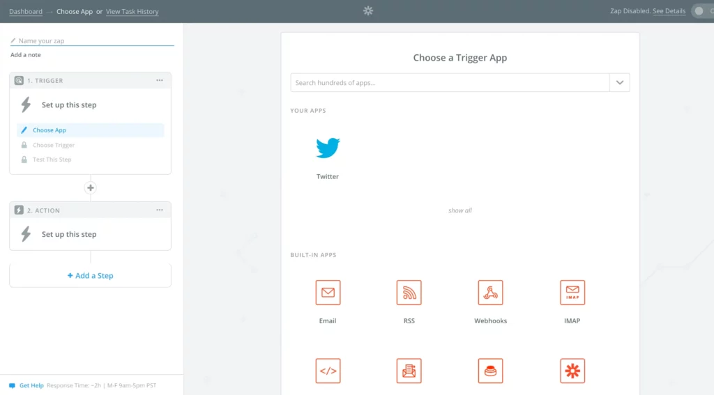 setting up a zap on zapier